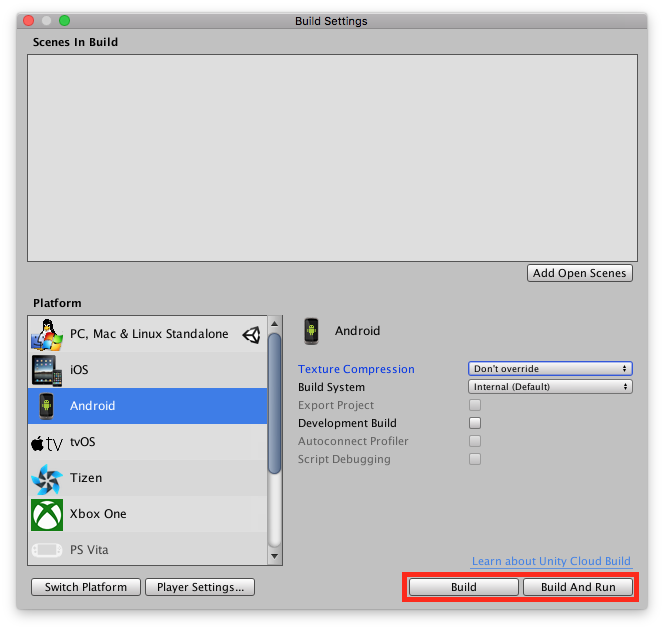Unity Building The App for Android – The Kudan Developer Hub