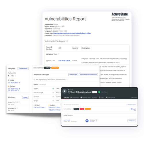 supply chain security screenshots ActiveState Platform