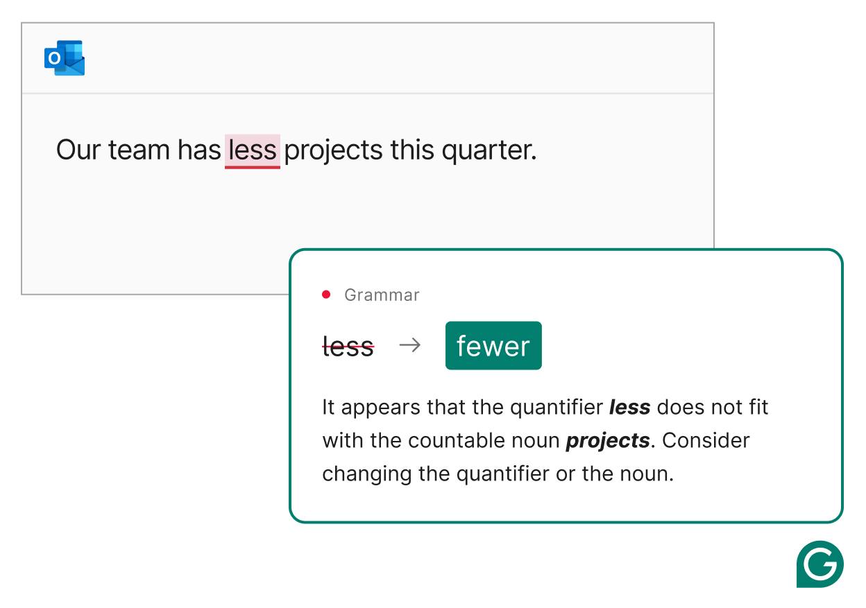 Grammarly suggesting a grammar edit on some text