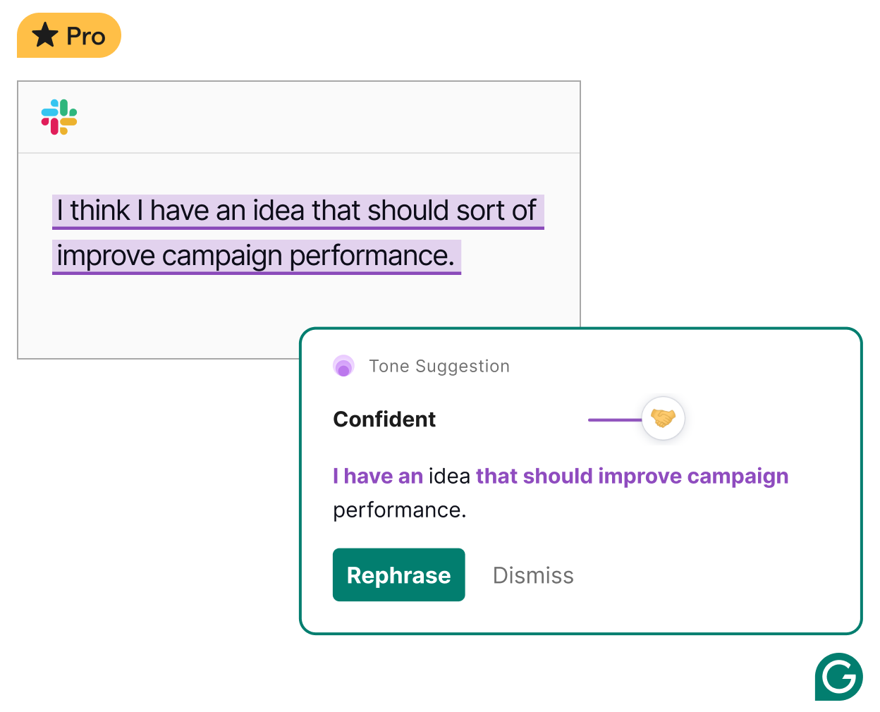 Grammarly Premium helps you with tone suggestions