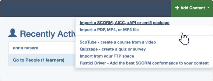 Cloud SCORM にコンテンツを追加