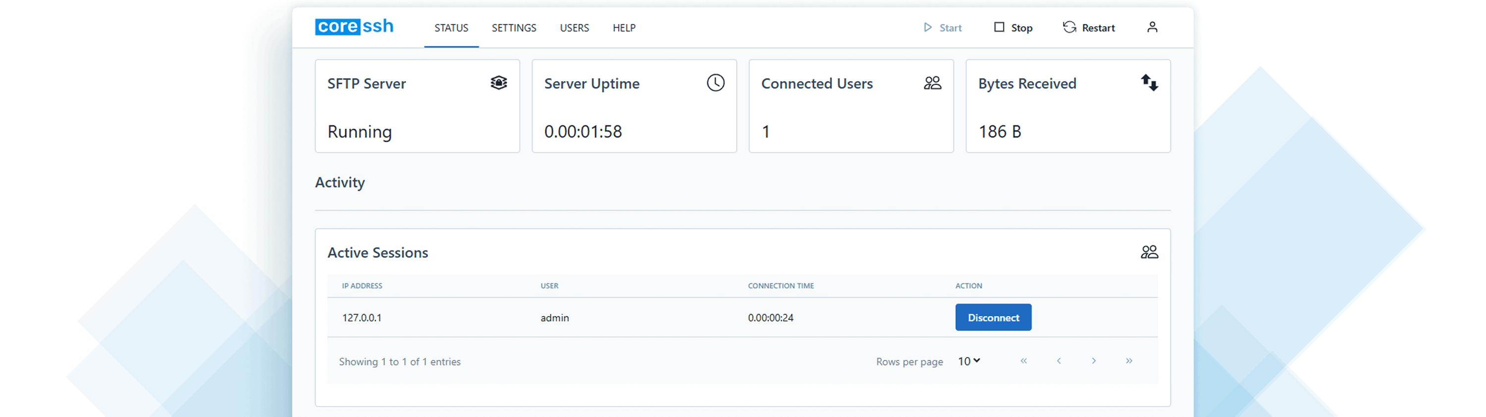 CoreSSH Server 管理画面
