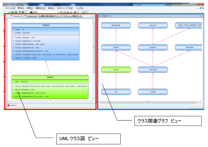 C++クラスの継承関係をグラフ表示