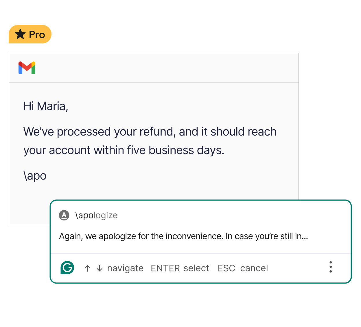 Grammarly のスニペット機能により作業を効率化する例
