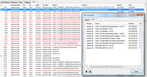 SpyStudio's Trace Tab