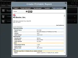PC-Doctor Service Center Reports Screen