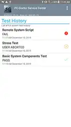 PC-Doctor Service Center System History Screen
