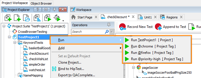 Run tests by tags from the product UI