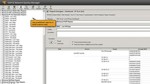 View of customizable VoIP QoS performance reports.